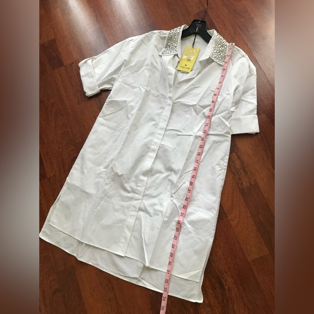 NWT Alice + Olivia Camron Stud Embellishments Collared Shirt Dress Tunic S - Picture 12 of 17